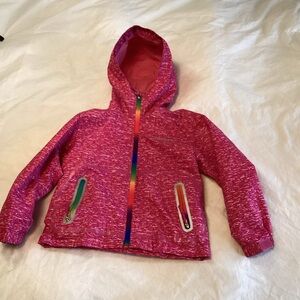 Top & Sky Pink Hooded Jacket with Rainbow Zippers hood sz 110